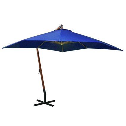 The Living Store - - Parasol suspendu avec mât Bleu azuré 3x3 m Bois de sapin - TLS313779