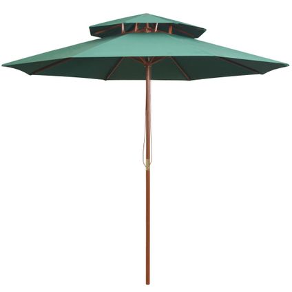 vidaXL - - Dubbeldekker parasol 270x270 cm houten paal groen - TLS42963