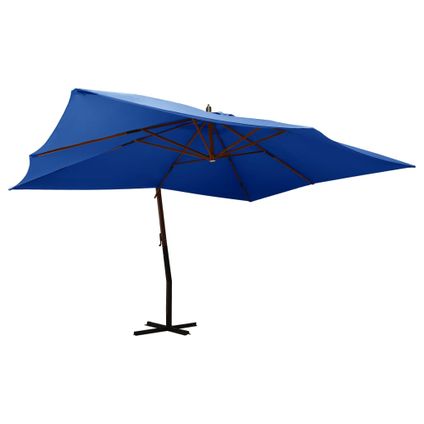 The Living Store - - Parasol en porte-à-faux avec mât en bois 400x300 cm Bleu - TLS318435