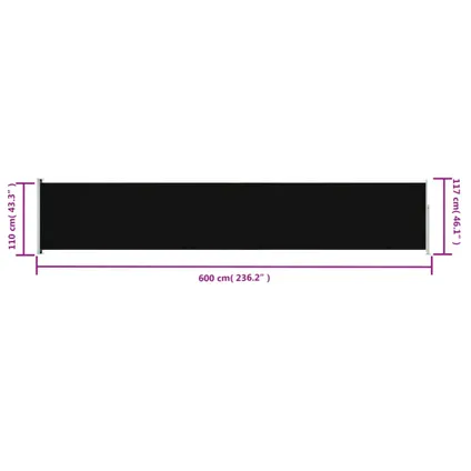 vidaXL - - Tuinscherm uittrekbaar 117x600 cm zwart - TLS317946 8