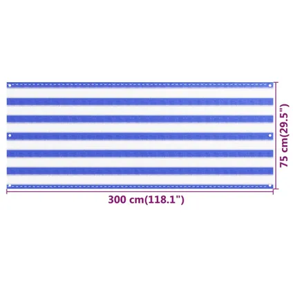 vidaXL - Balkonscherm 75x300 cm HDPE blauw en wit - TLS310884 5
