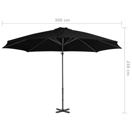The Living Store - - Parasol déporté avec mât en aluminium Noir 300 cm - TLS46988 8