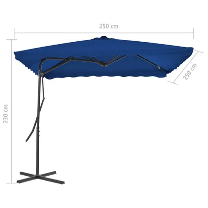 The Living Store - - Parasol d'extérieur avec mât en acier Bleu 250x250x230 cm - TLS312517 6