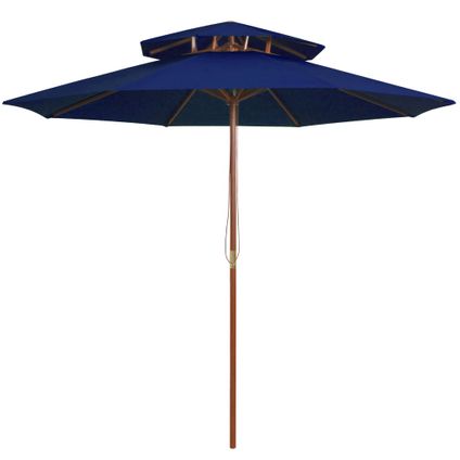 The Living Store - - Parasol double avec mât en bois Bleu 270 cm - TLS313767