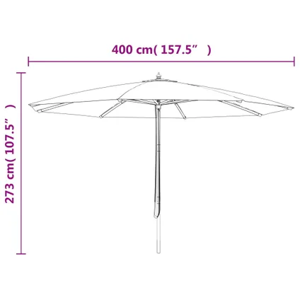 The Living Store - - Parasol de jardin avec mât en bois anthracite 400x273 cm - TLS363177 8