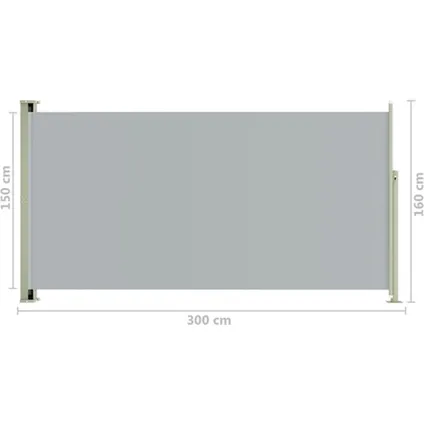 vidaXL - Tuinscherm uittrekbaar 160x300 cm grijs - TLS317884 8