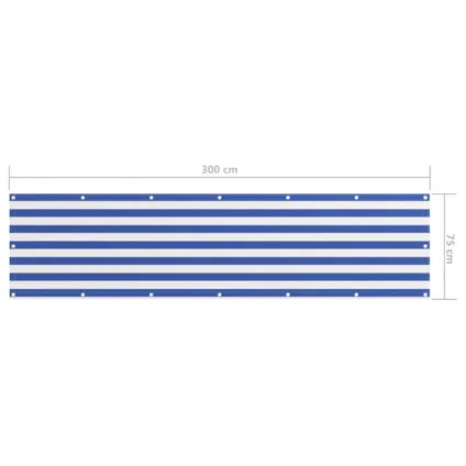 vidaXL - Balkonscherm 75x300 cm oxford stof wit en blauw - TLS134912 5