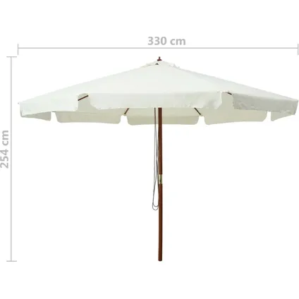 vidaXL - - Parasol met houten paal 330 cm zandwit - TLS47212 6