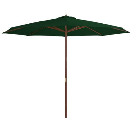 vidaXL - - Parasol met houten paal 350 cm groen - TLS44528