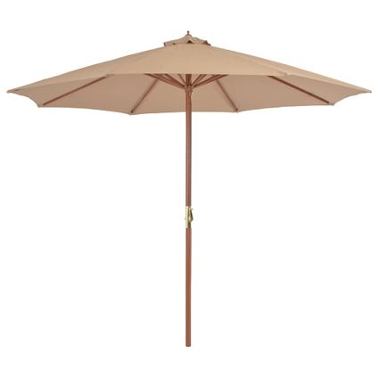The Living Store - - Parasol met houten paal 300 cm taupe - TLS44496