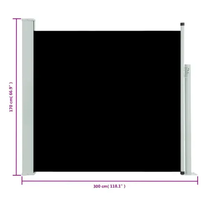 vidaXL - Tuinscherm uittrekbaar 170x300 cm zwart - TLS317886 8
