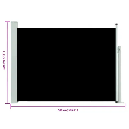 vidaXL - - Tuinscherm uittrekbaar 117x500 cm zwart - TLS317910 8