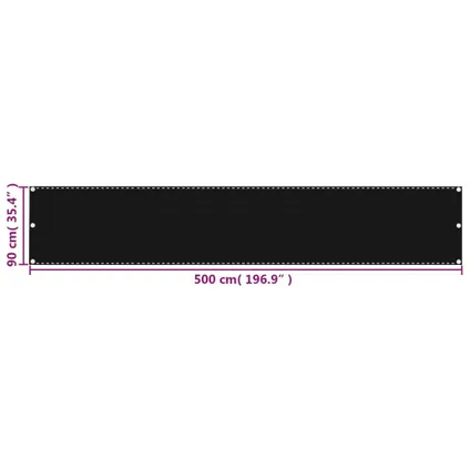 vidaXL - Balkonscherm 90x500 cm HDPE zwart - TLS311034 5