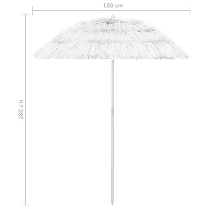 The Living Store - - Parasol de plage Hawaii Blanc 180 cm - TLS314700 8