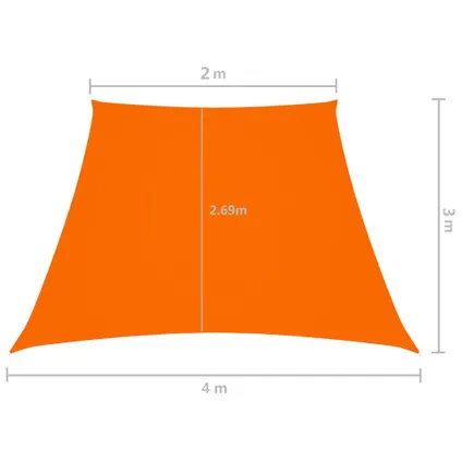 vidaXL - Zonnezeil trapezium 2/4x3 m oxford stof oranje - TLS135736 6