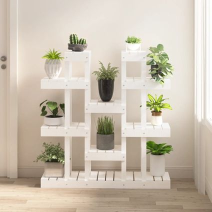 The Living Store - Bois - Support à plantes Blanc 104,5x25x109,5 cm Bois massif - TLS822093