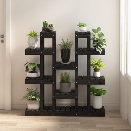 The Living Store - Bois - Support à plantes Noir 104,5x25x109,5 cm Bois massif - TLS822096