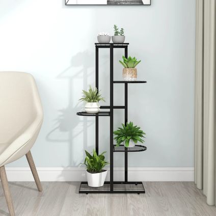 The Living Store - Métal - Support pour plantes 5 niveaux 43x22x98 cm Noir - TLS336110