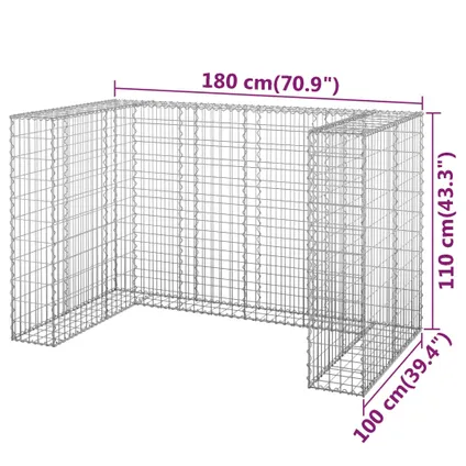 vidaXL - Staal - Schanskorf voor containers 180x100x110 cm - TLS151299 7