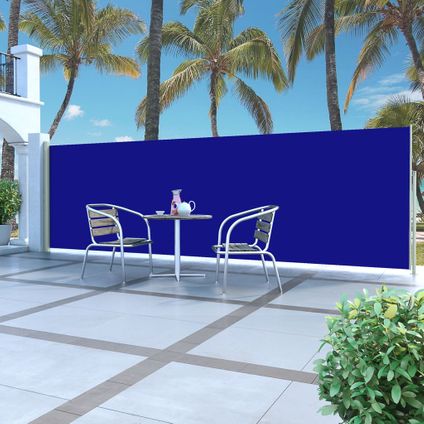 The Living Store - - Auvent latéral rétractable de patio 160x500 cm Bleu - TLS317924
