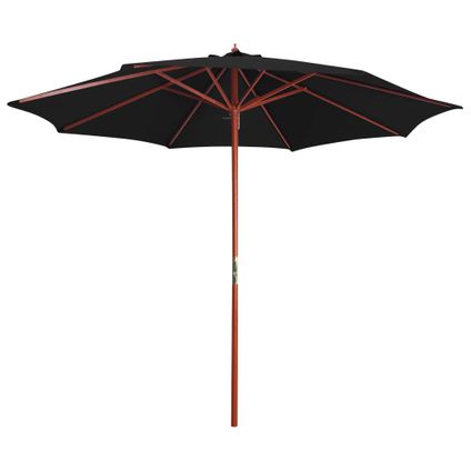 vidaXL - - Parasol avec mât en bois 300x258 cm Noir - 47124