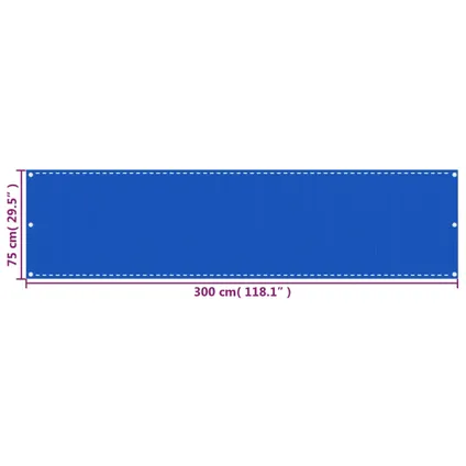 vidaXL - - Balkonscherm 75x300 cm HDPE blauw - TLS310980 5