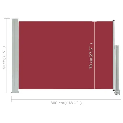 vidaXL - Tuinscherm uittrekbaar 80x300 cm rood - TLS48363 8
