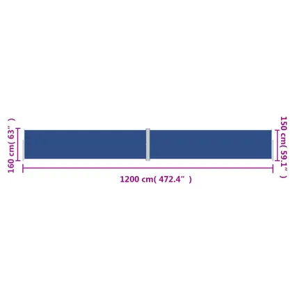 The Living Store - - Auvent latéral rétractable Bleu 160x1200 cm - TLS318070 8