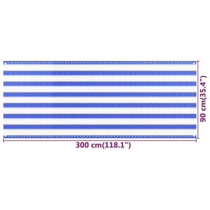 vidaXL - Balkonscherm 90x300 cm HDPE blauw en wit - TLS310888 5