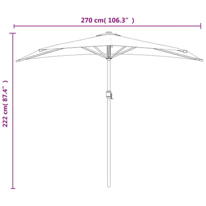 The Living Store - - Parasol de balcon et mât en aluminium Terre cuite - TLS312499 9