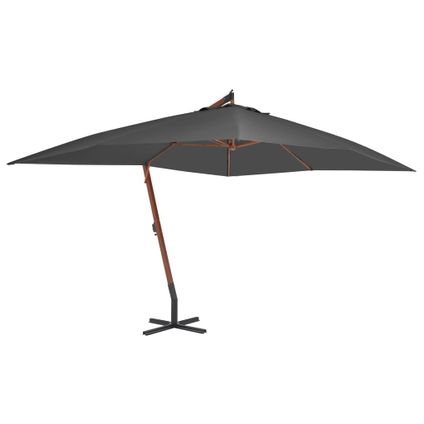 vidaXL - - Parasol en porte-à-faux avec mât en bois 400x300 cm Anthracite