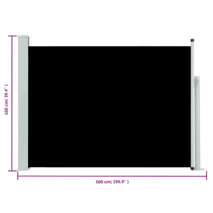 vidaXL - Tuinscherm uittrekbaar 100x500 cm zwart - TLS48382 8