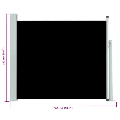 vidaXL - Tuinscherm uittrekbaar 100x300 cm zwart - TLS48370 8