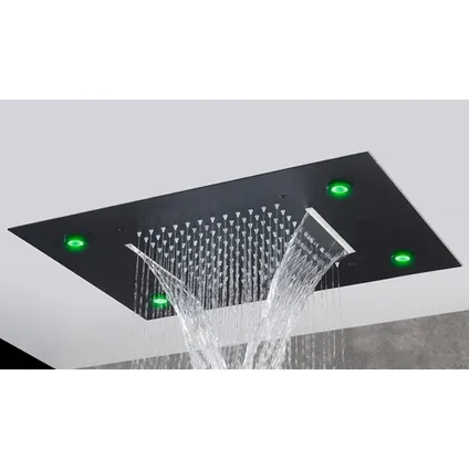 Ceiling LED Remote Rain Shower SaniSupreme® SmartPulse recessed La Paz 50 x 36 cm en noir