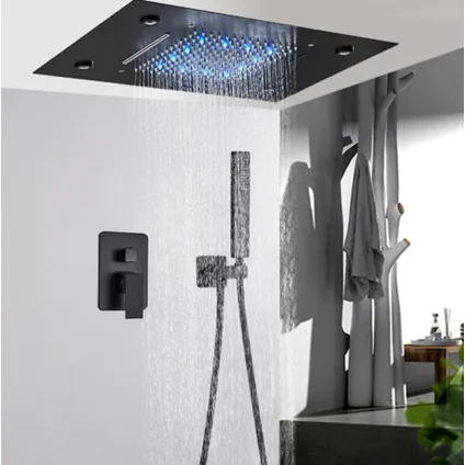 Ceiling LED Remote Rain Shower SaniSupreme® SmartPulse recessed La Paz 50 x 36 cm en noir 4