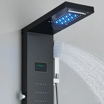 Panneau de douche en applique SaniSupreme® LCD Premium en noir mat 4