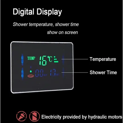 Panneau de douche en applique SaniSupreme® LCD Premium en noir mat 5