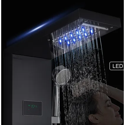Panneau de douche en applique SaniSupreme® LCD Premium en noir mat 7