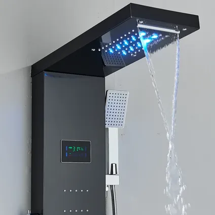 Panneau de douche en applique SaniSupreme® LCD Premium en noir mat 9