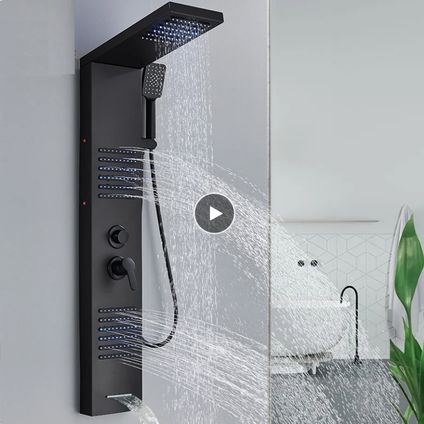 Panneau de douche pluie SaniSupreme® Capri en noir mat