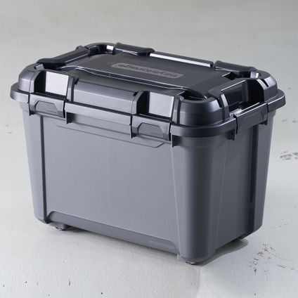 ezystorage Bunker tough noir 55L - Boîte de rangement avec couvercle, empilable et à roulettes