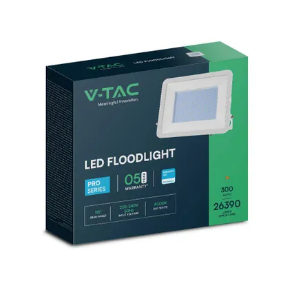 V-TAC VT-44300-W LED schijnwerpers - Samsung - IP65 - Witte behuizing - 300 watt - 26390 lumen - 10