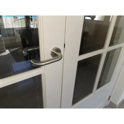 Kierr Bend deurklink - deurkruk - deurslot - deurbeslag - deurhandvat - Geborsteld RVS 2