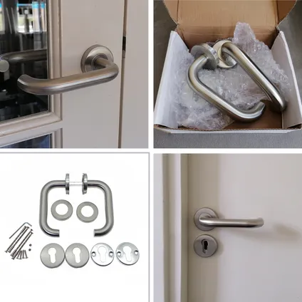 Kierr Bend deurklink - deurkruk - deurslot - deurbeslag - deurhandvat - Geborsteld RVS 4