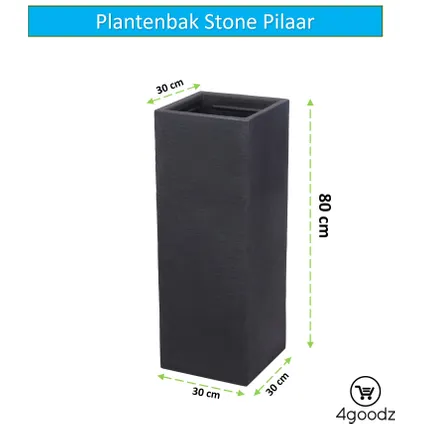 4gardenz® Stone Pilaar Plantenbak 30x30x80 cm - Steengrijs 6