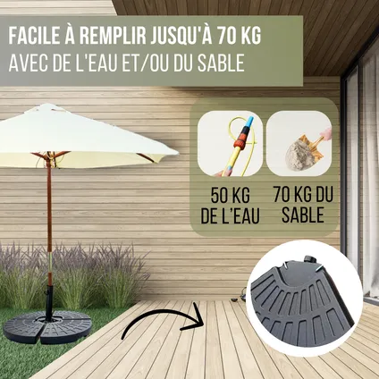 4gardenz® Kit de lestage Base de parasol pour parasols flottants - Remplissable jusqu'à 80 KG 4