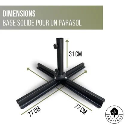 4gardenz® Base croisée pour parasol pour dalles lestées 77x77x31 cm - Noir 4