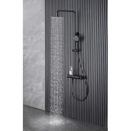 Luzzo® Varese Thermostat de douche à pluie avec étagère - Noir mat 2