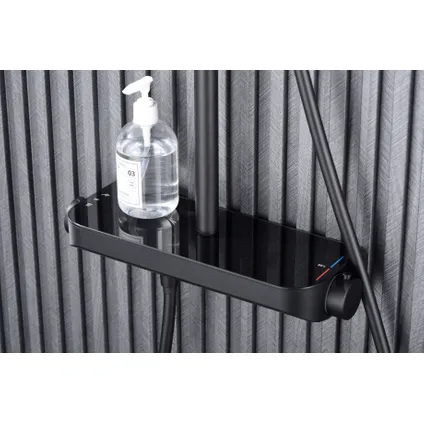 Luzzo® Varese Thermostat de douche à pluie avec étagère - Noir mat 3