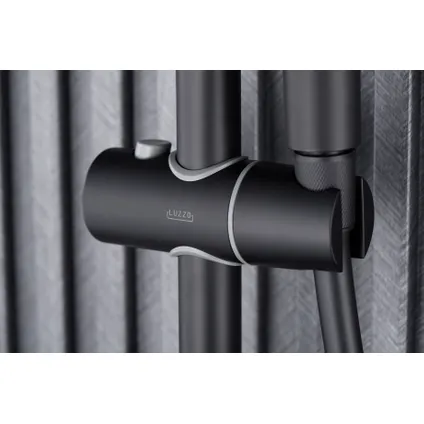 Luzzo® Varese Thermostat de douche à pluie avec étagère - Noir mat 4
